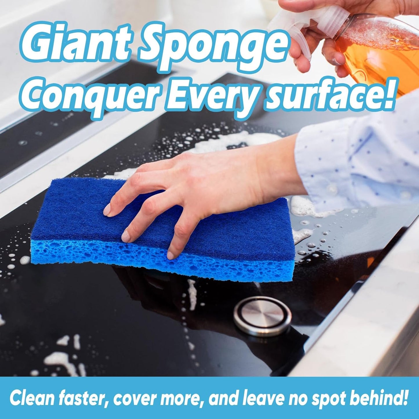 AIDEA XL Scrub Sponges Non-Scratch 24Count, Extra Large Sponges Kitchen, Sponge for Dishes, Cleans Fast Without Scratching Safe for Non-Stick Cookware, Cleaning Power for Kitchen, House