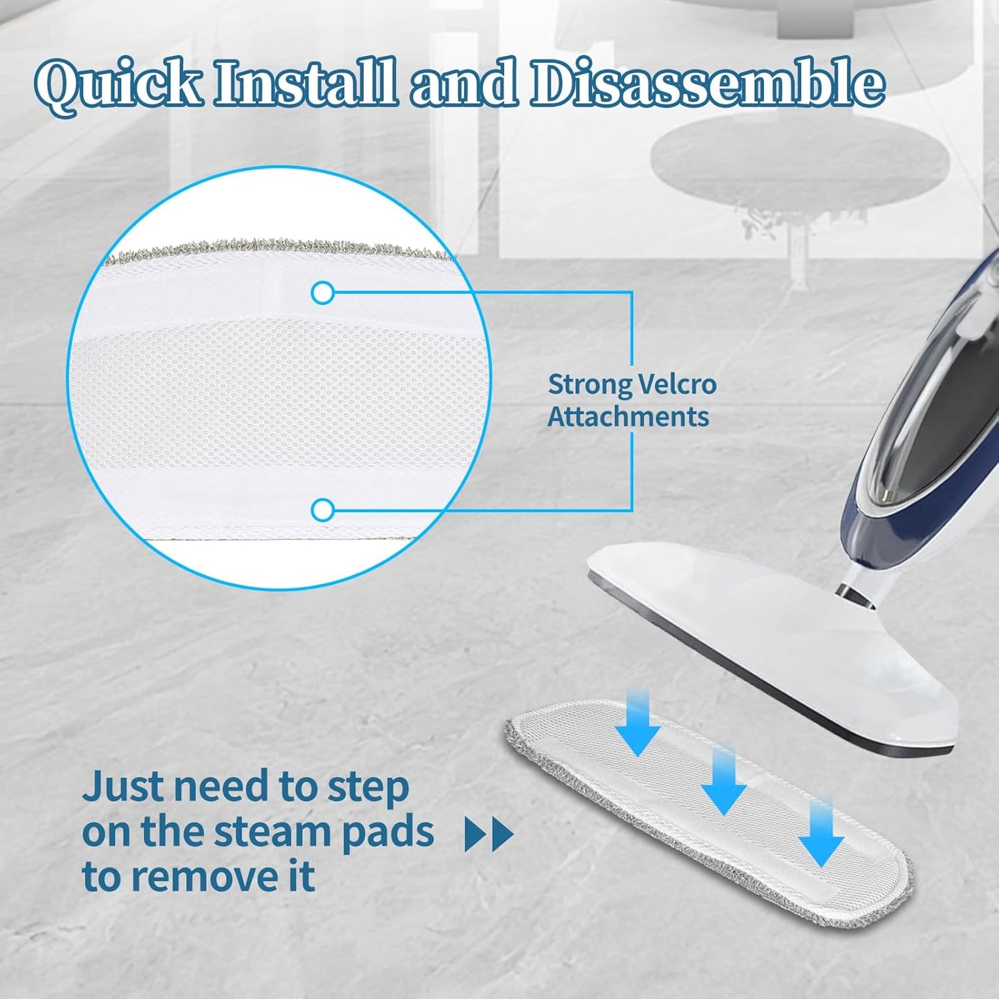 5 Pack Steam Mop Replacement Pads,Steam Mop Pads Compatible with GorFanty Steam Mop GF-6610B & GF-6610,Neugo NE033/NE033M & Mxnsewr,Washable & Reusable Microfiber Cloth for Floor Cleaning