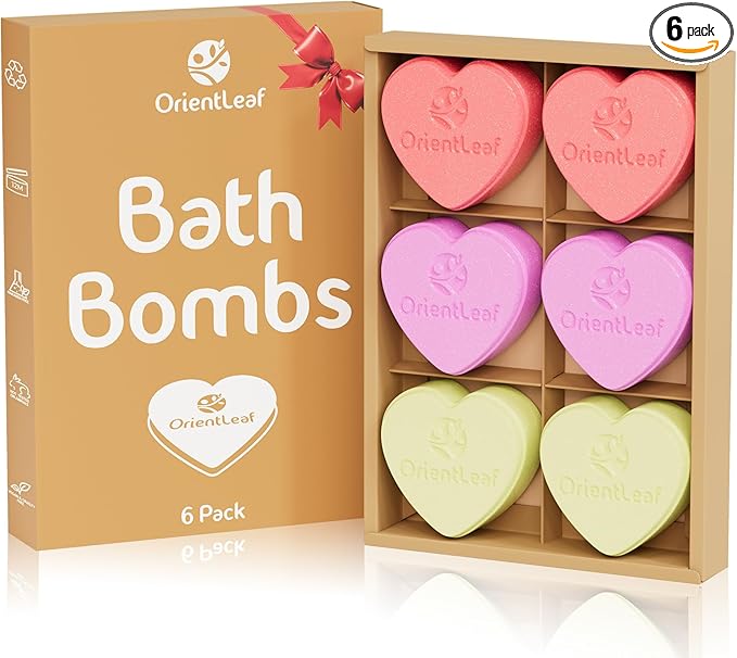 Bath Bombs for Women, Stocking Stuffers, Bath Bombs Plant Scented Lavender, Rose, Eucalyptus, 6 x 2 oz