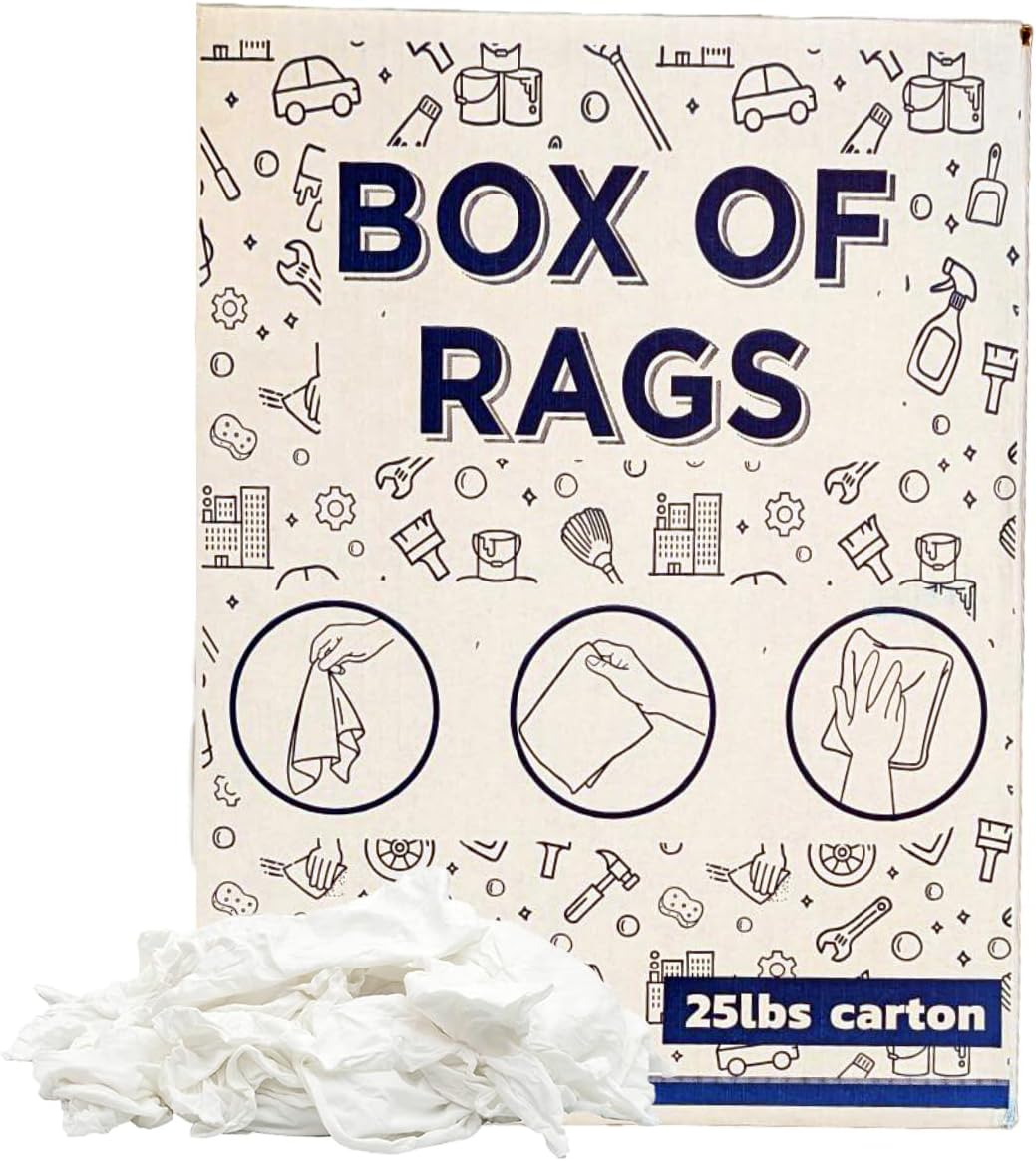 Premium White T-Shirt Cleaning Rags (600 lbs. Pallet 24x25 lbs. Box) – White Cotton Rags for Cleaning, Staining, Painting, Oil, Grease & Dust Removal – Shop Rags Bulk for Multipurpose use