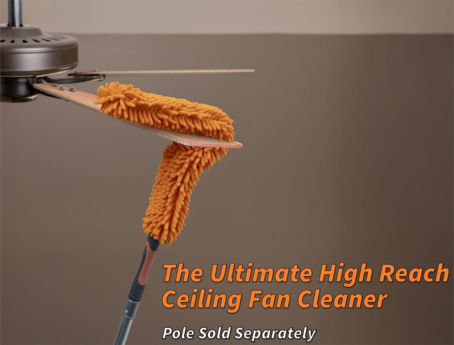 Flexible Ceiling Fan Cleaner Duster // Washable Fan Duster for High Ceiling // Fits All Extension Poles with Standard US Acme Thread // Best Flex-and-Stay Fan Blade Cleaner (Pole Sold Separately)
