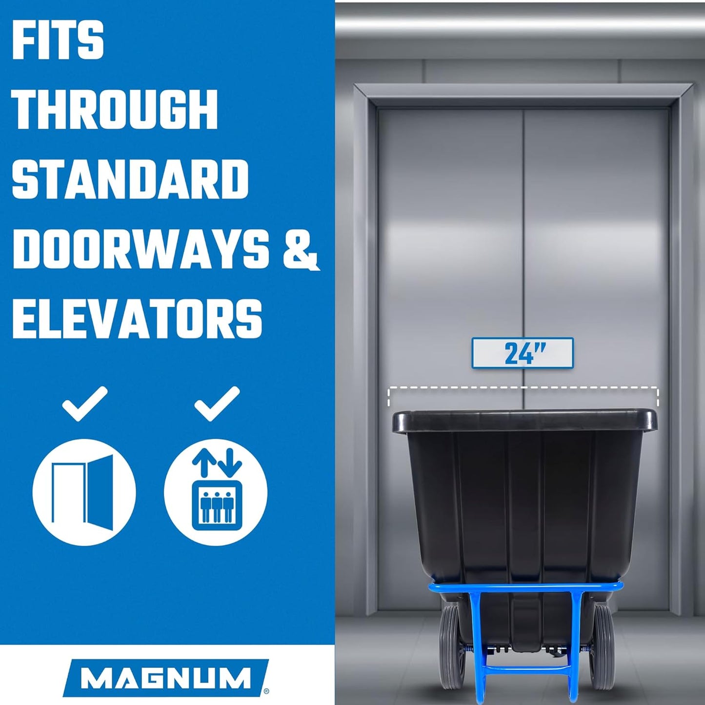 Tilt Truck, 1/2 Cu. Yd. Capacity Dump Cart with Non-Marking 12” Wheels & 5” Casters & Forklift-able Frame for Jobsites, 850 lbs, Trash Cart with Wheels DUC12T-F-NM-04PK (4-Pack)