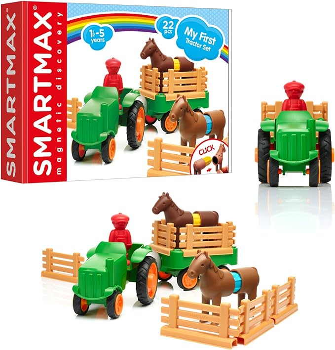 SmartMax My First Farm Tractor STEM Magnetic Discovery Play Set with Moving Tractor for Ages 1-5