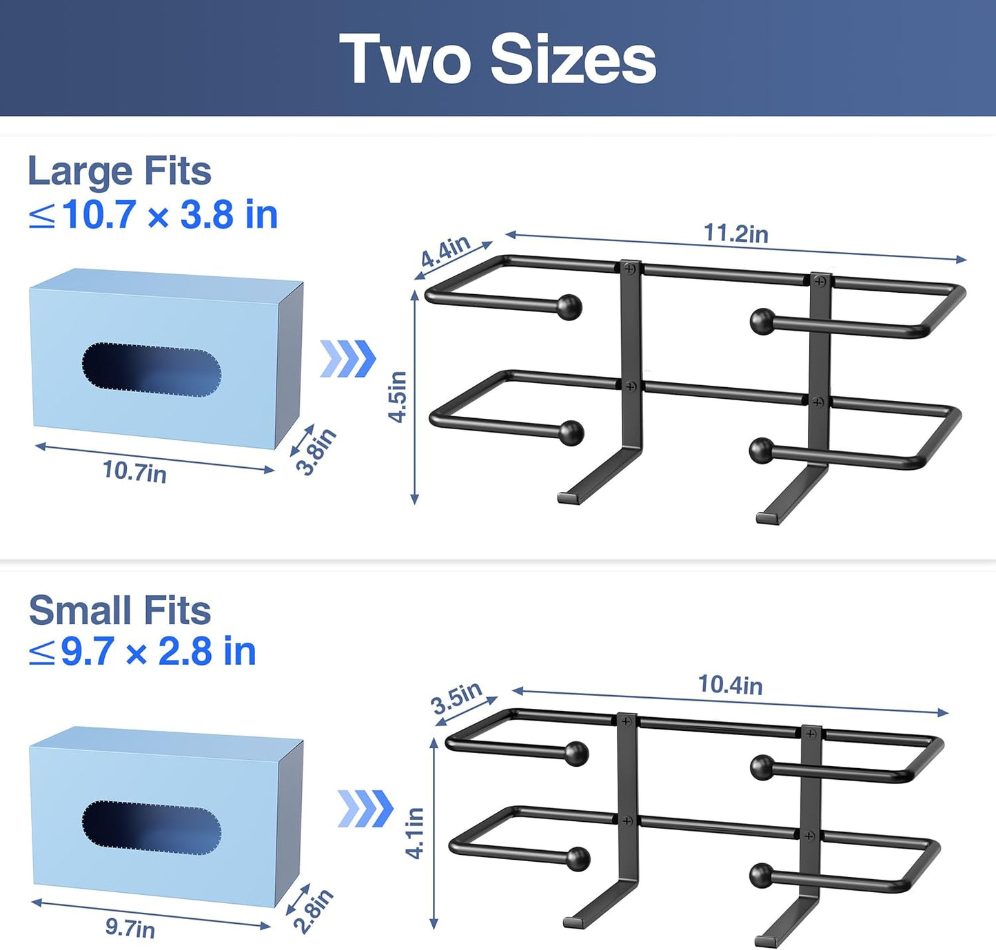 Glove Box Dispenser Wall Mount: Black Glove Holder Organizer for Disposable Glove Box & Tissue Box - Glove Organizer on Wall in Lab, Kitchen, Bathroom, Garage
