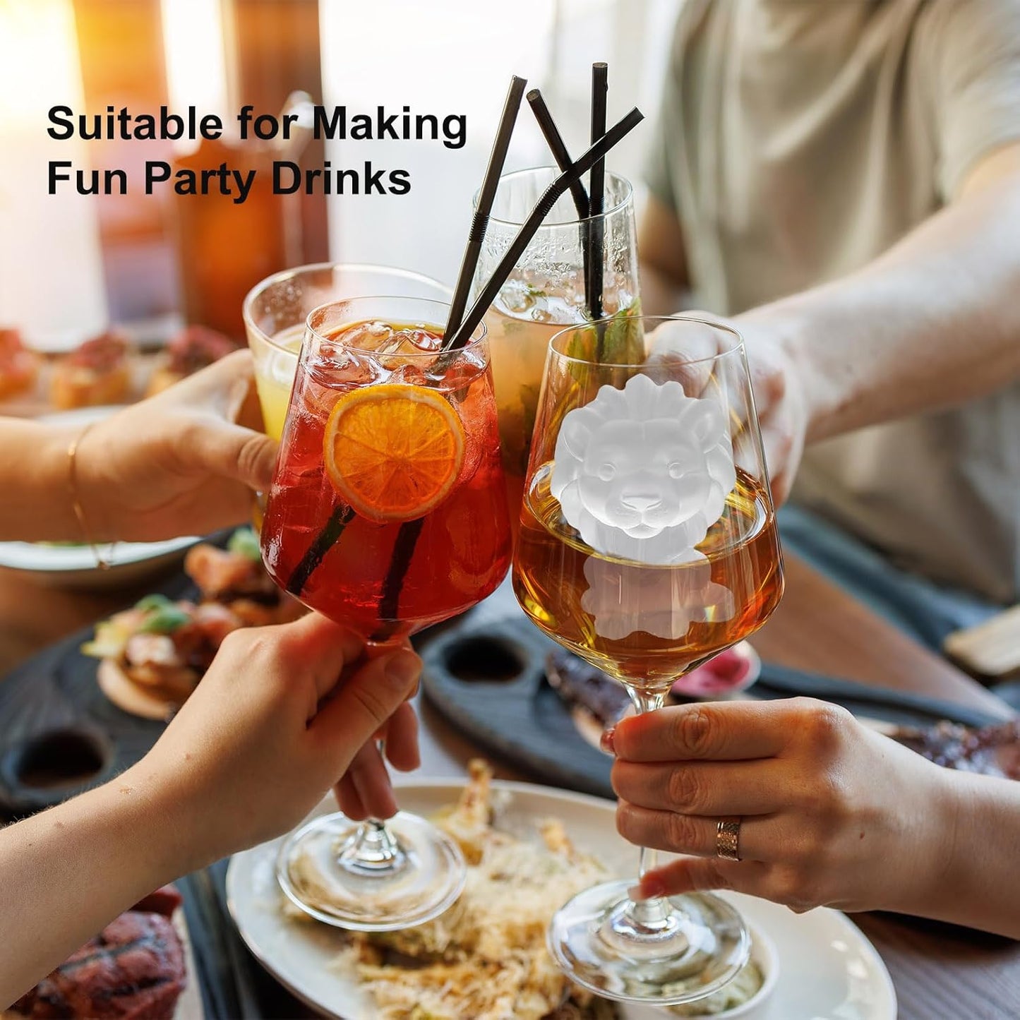 3D Lion Ice Cube Silicone Molds Tray for Whiskey, Cocktail, Drink Decor, Bar; Rich Details. Cute Lions Gifts for Women Kids Girls Boys, Fun Animal Shape Soap Epoxy Resign Mold; 2 Pack