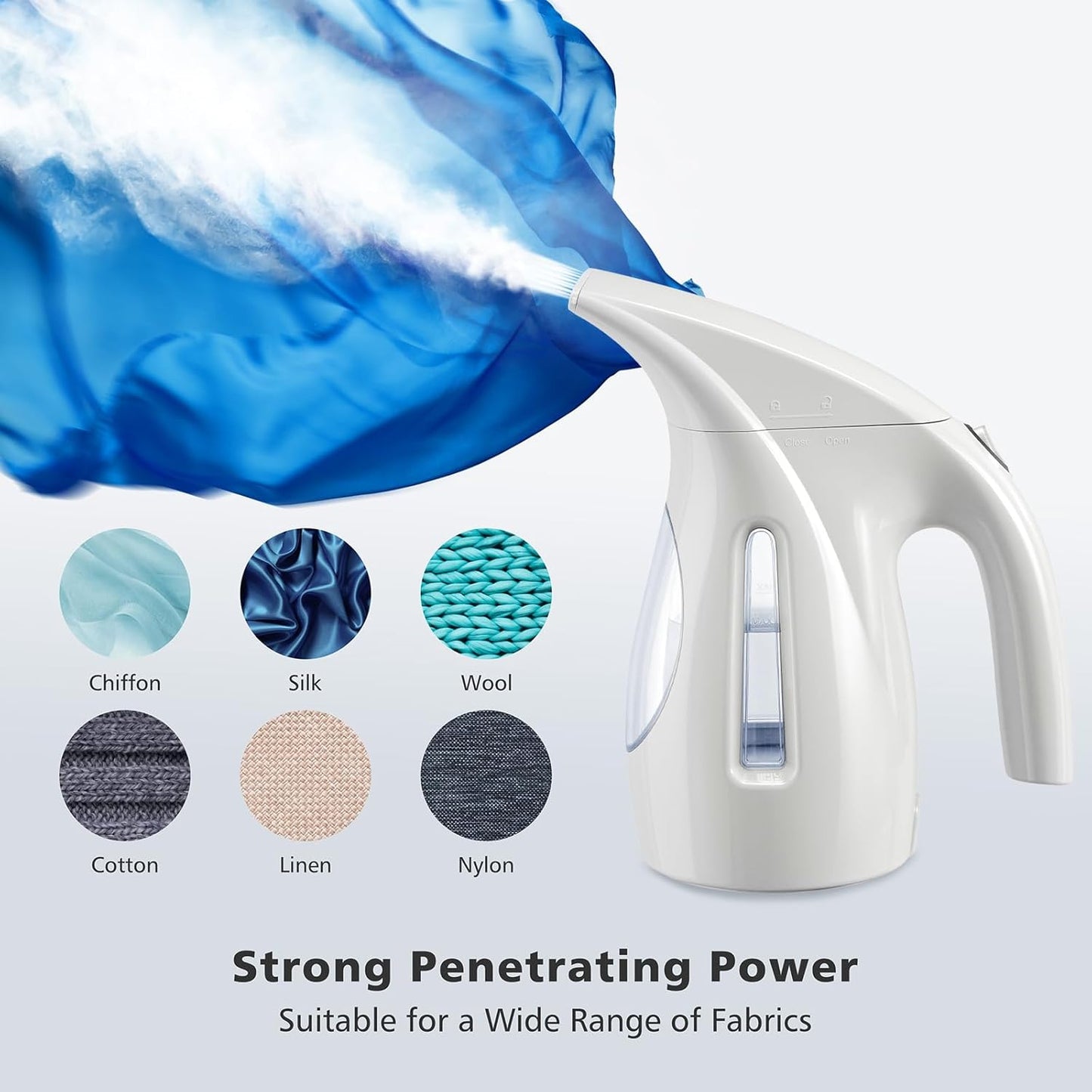 HiLIFE Steamer for Clothes, Portable Handheld Design, 240ml Big Capacity, 700W, Strong Penetrating Steam, Removes Wrinkle, for Home, Office and Travel(ONLY FOR 120V)(White)