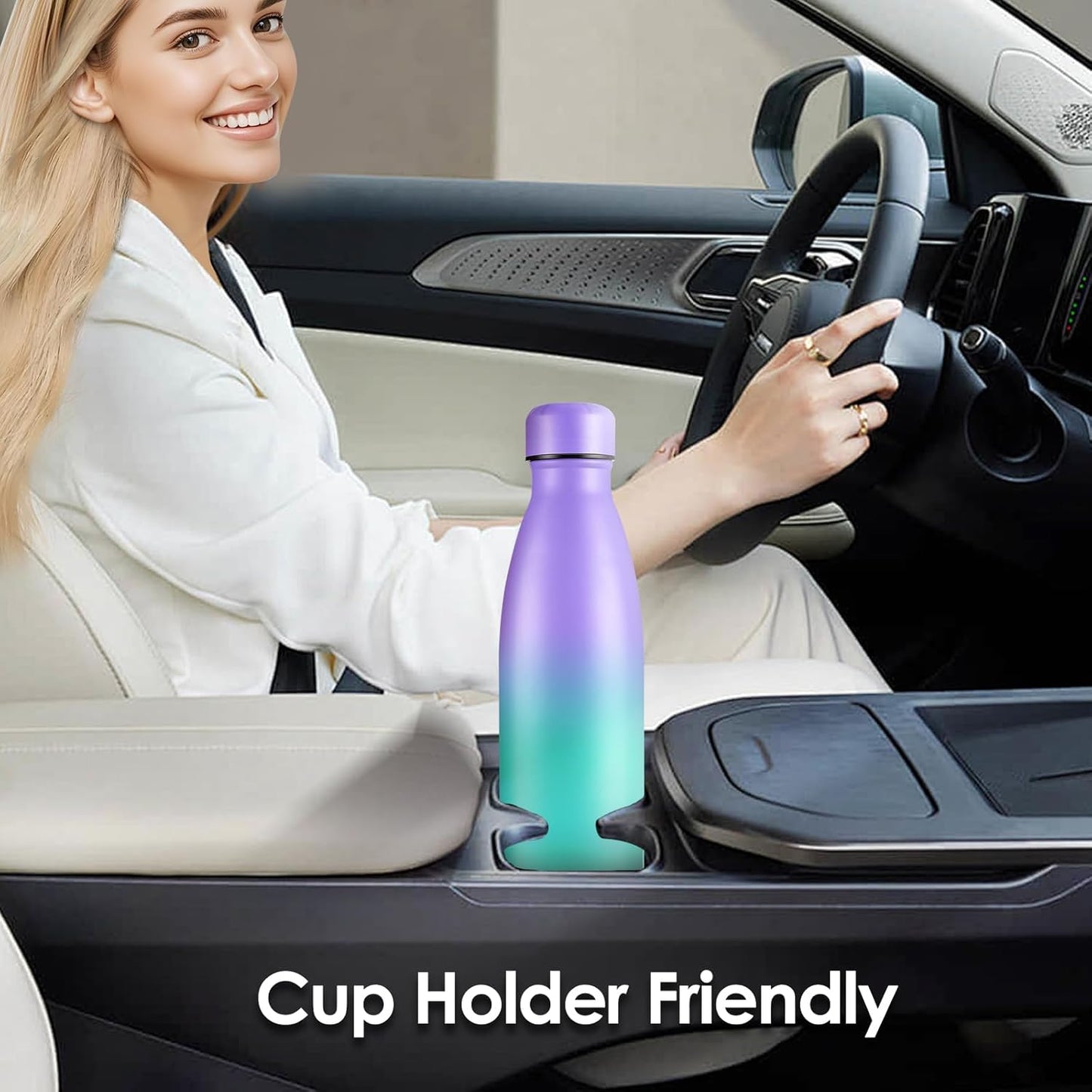 25oz Cola-Bottle Shaped Stainless Steel Leak-proof Water Bottle,Double Wall Vacuum Insulated Metal,Travel Mug For Sports Indoors & Outdoors,BPA-Free Kids Flasks,Purple Green(1 Pack)