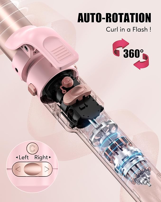 FARERY 1/1.25/1.5 inch Rotating Curling Iron Curling Brush Set, Automatic Curling Iron Heated Round Brush for Long Hair, Create Gorgeous Curls & Waves, Adjustable Temperature 300-410℉, Auto Shut-Off