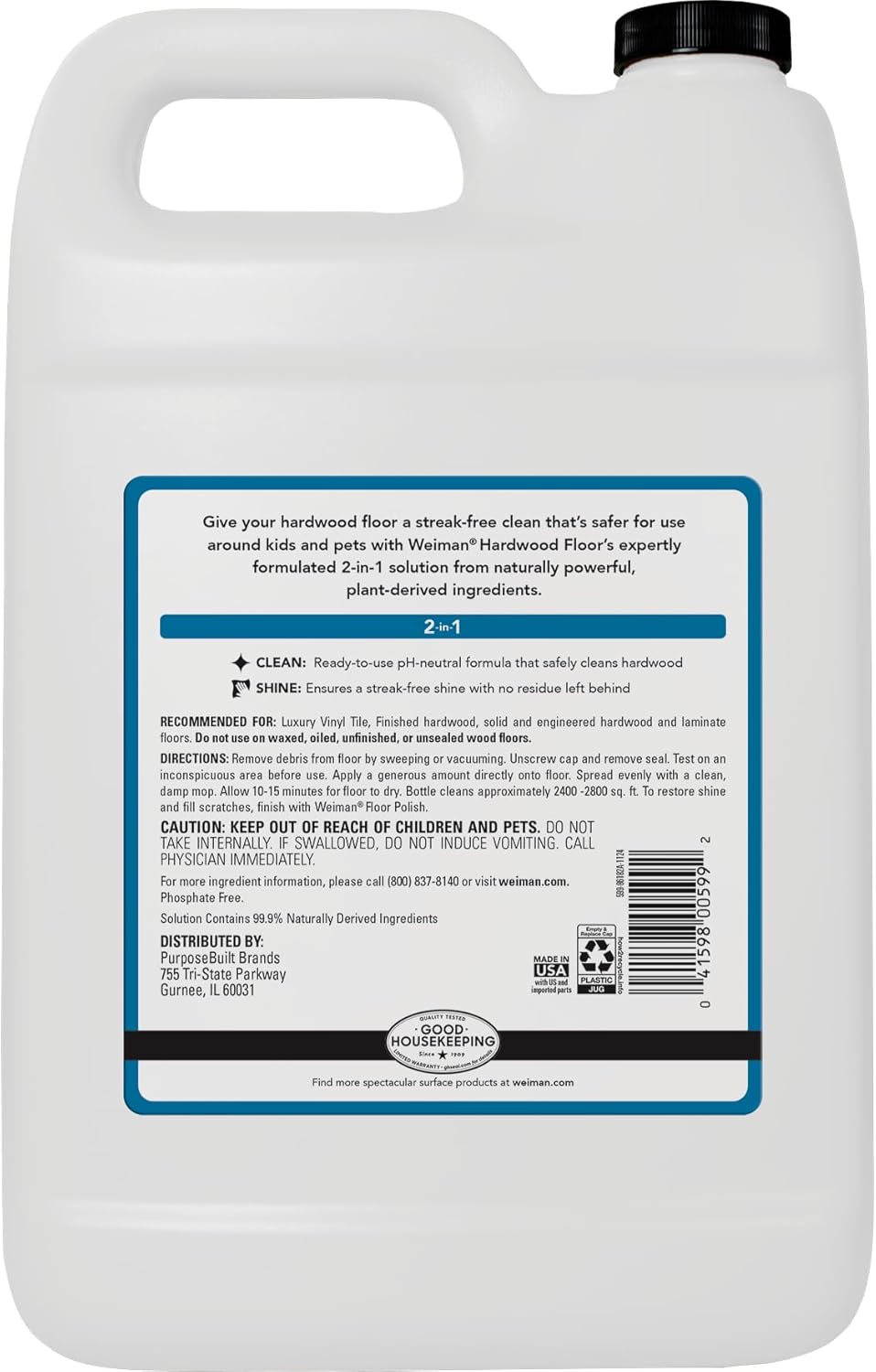 Weiman Hardwood Floor Cleaner and Polish - Cleans Vinyl Tile, Solid, Laminate, Natural Shine, No Residue, Removes Scratches, Leaves Protective Layer, 1 Gallon Mop Soap & 32 Oz Restorer