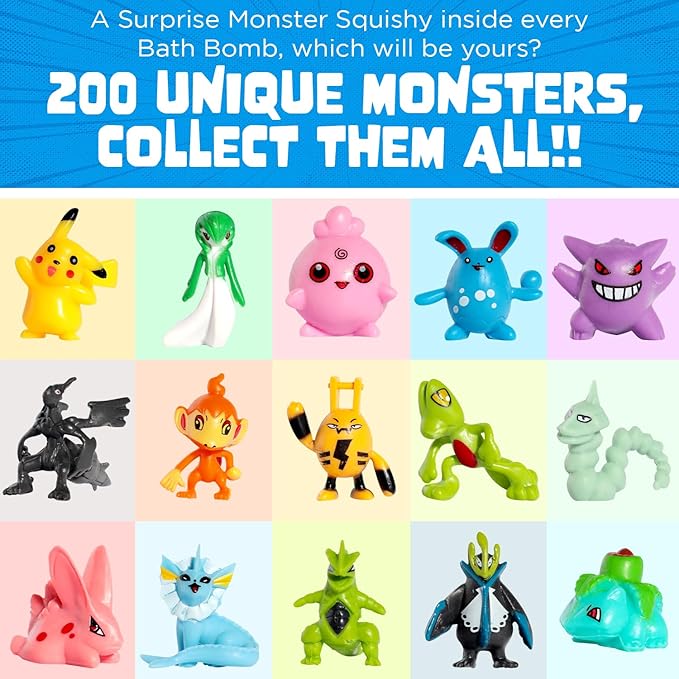 Poke Monster Bath Bomb for Kids with Surprise Toys Inside (Gift Set) - Large Bubble Bath Bombs for Boys & Girls - Skin-Safe, Made in USA, Birthday Gift & Boo Basket Stuffer by Two Sisters