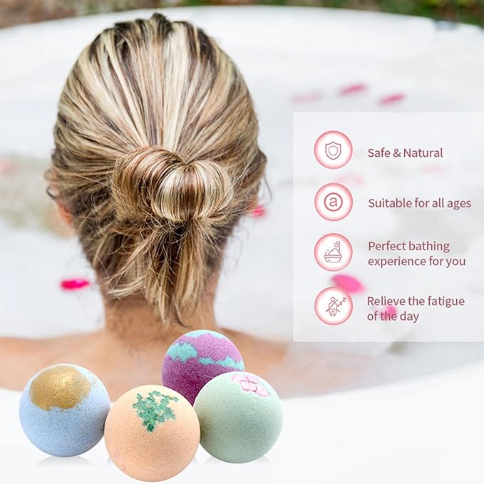RoseFlower Bath Bombs Gift Set, 8pcs Colorful Bath Bombs, Handmade & Plant Essence, Plant Essential Oil Extraction, Home Bath to Moisturize Skin, Perfect SPA Gift for Women