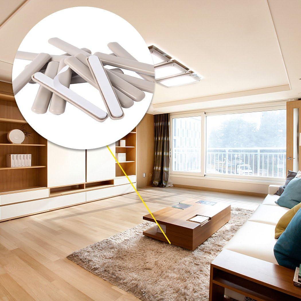Ezprotekt 16 Pack Self-Stick Furniture Movers Sliders Strip for Carpet, 1/2 x 4 inch Rectangular Furniture Moving Pads, Self Adhesive Strip Sliders Gliders for Chair Table Desk Sofa Couch (Beige)