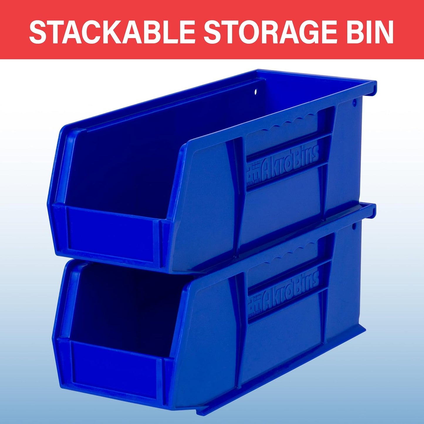 Akro-Mils 30224 AkroBins Plastic Storage Bins, Space-Saving Stackable Bins for Garage, Pantry, Craft Organization, 11" L x 4" W x 4" H, Black, 12-Pack