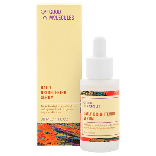 Good Molecules Daily Brightening Serum - Hyaluronic Acid Serum with Beta Arbutin to Target Dark Spots - Brightening and Anti-Aging Skin Care for Face