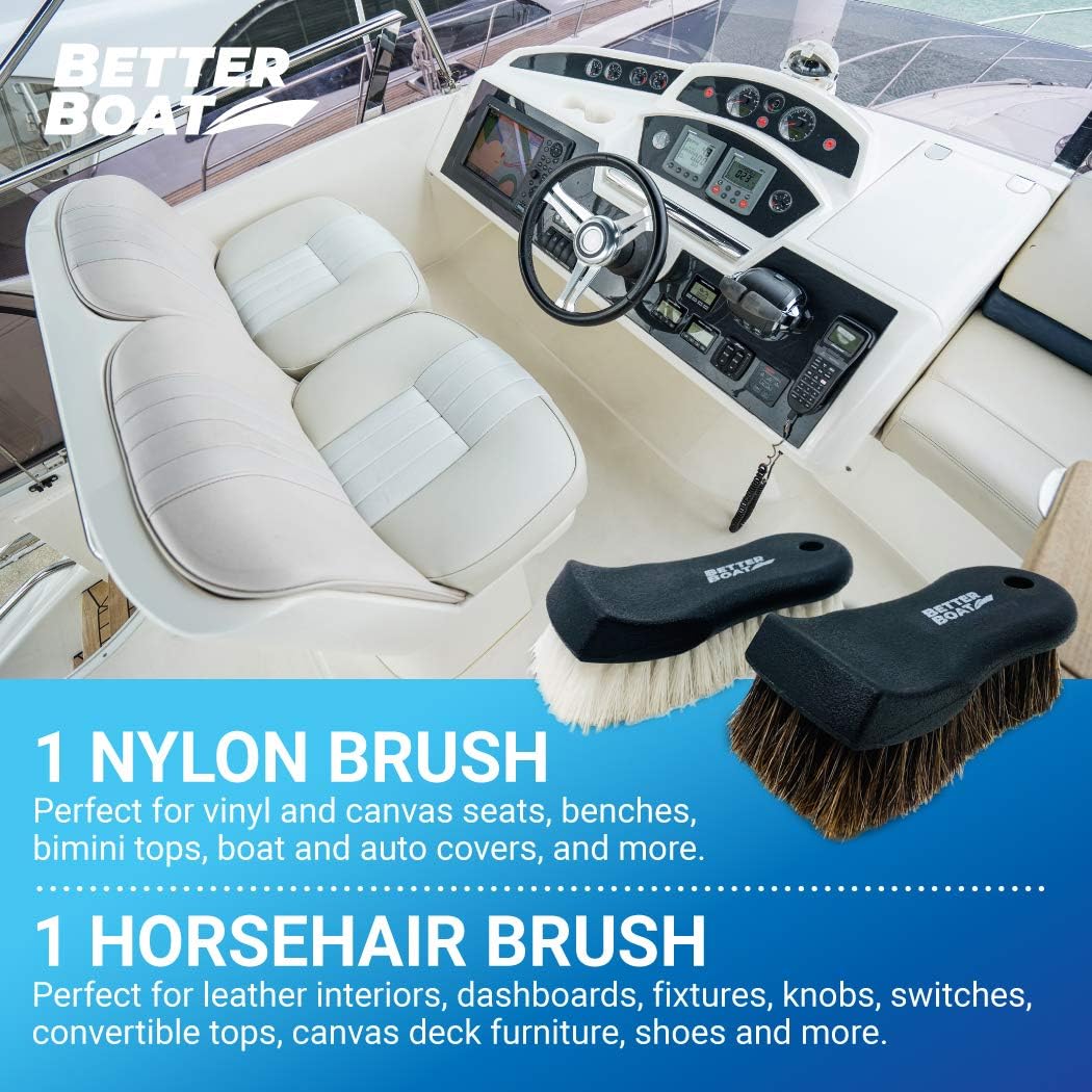 Upholstery Brush Set, Carpet and Car Cleaning Brushes, Horsehair Detailing Brush for Upholstery Cleaner, Leather, Interior, Boat, Couch, and Sofa Cleaning