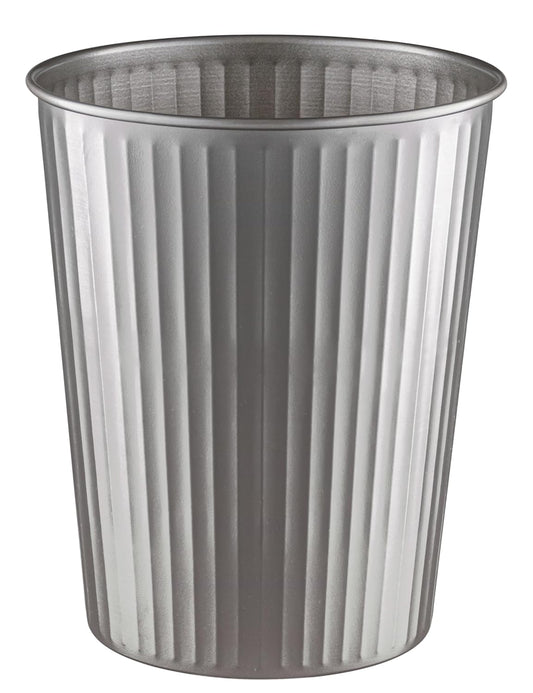 Monarch Abode Pewter Handcrafted Ridge Embossed Metal Wastebasket for Home Office, Decorative Waste Basket, Modern Bathroom Garbage Can, Durable & Decorative Trash Bin, Pewter Trash Can