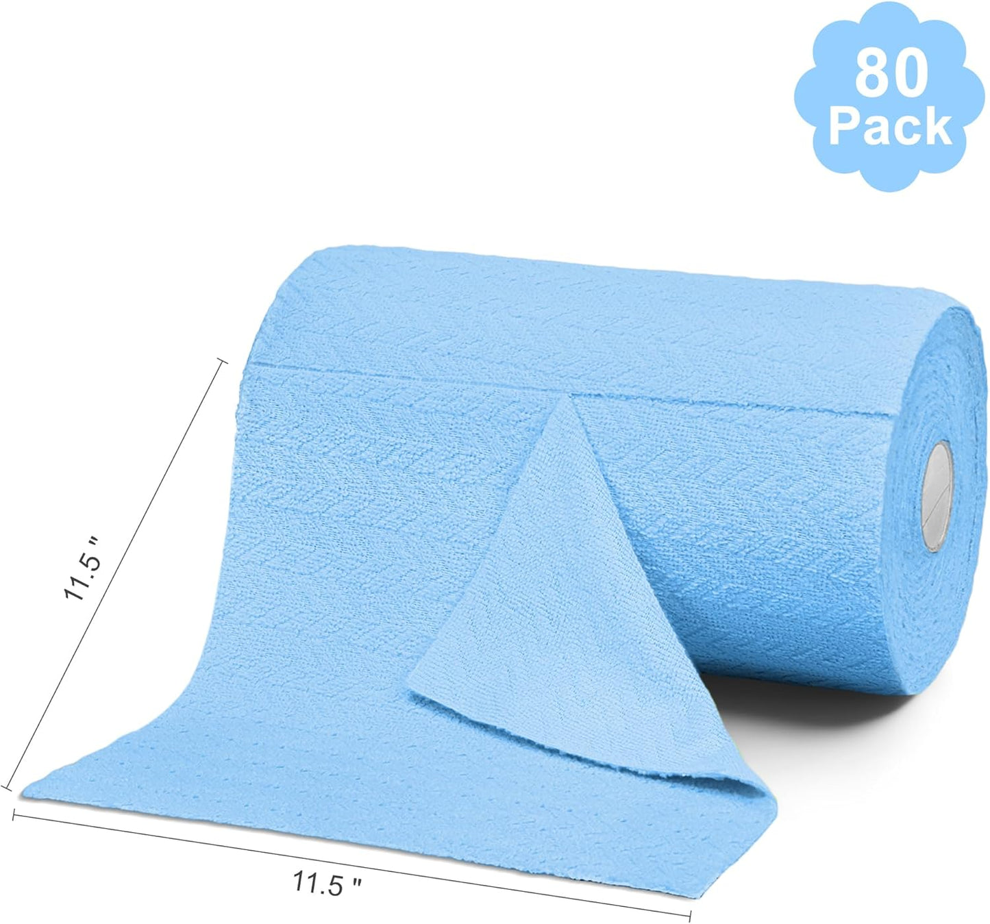 LIVOS Microfiber Cleaning Cloth Roll - 80 Pack, Reusable Paper Towels, Microfiber Towels for Cars, Super Absorbent Lint Free Cleaning Rags for House, Kitchen, Window-Light Blue, 11.5"x11.5"
