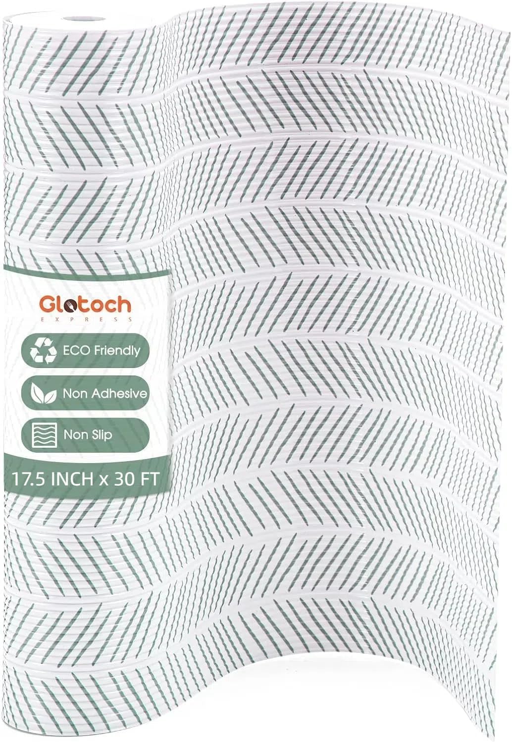 Glotoch Premium Non Slip Shelf Liner, Non-Adhesive Drawer Liner, Waterproof Shelf Liners for Kitchen Cabinets, Drawer, Fridge, Wire Shelving, Pantry-17.5" X30FT, Heavy Duty, White Herringbone