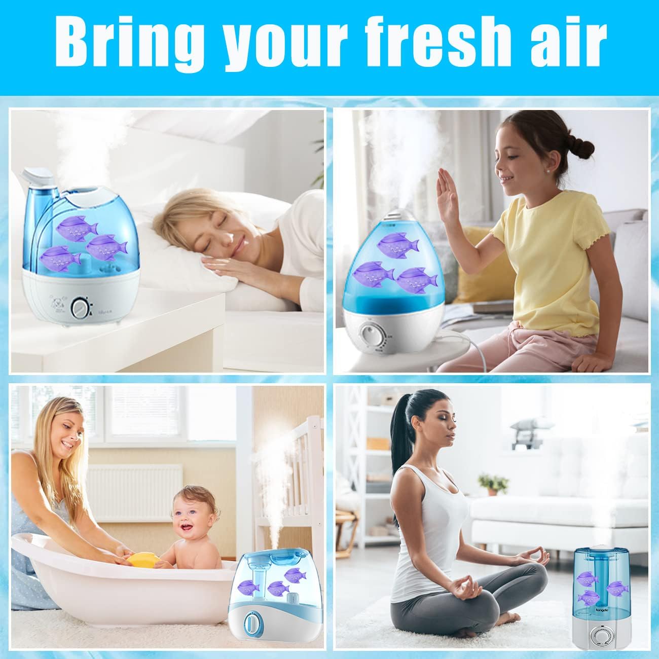 12PCS Universal Humidifier Tank Cleaner,Humidifier Cleaning Fish for Humidifiers & Fish Tanks, Purifies Water, Eliminates White Dust and Odor, Prevents Hard Water Build-Up