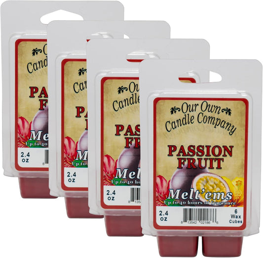 Our Own Candle Company Premium Wax Melt, Passion Fruit Scent, Handmade in The USA, 24 Cubes (4 Pack, 9.6oz Total)