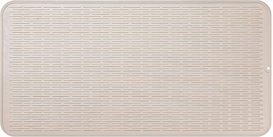 Silicone Dish Drying Mat for Multiple Usage,Easy clean,Eco-friendly,Heat-resistant Silicone Mat for Kitchen Counter or Sink,Refrigerator or Drawer Liner Tapioca 5XL 36inches x 18inches