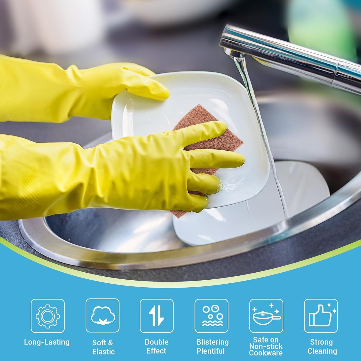 AIDEA Sponges Non Scratch, 6Count, Natural Sponge for Non Stick Cookware, Sponges Kitchen, Cellulose Scrub Sponge for Dishes, Cleaning Power for Kitchen, Bathroom, Household