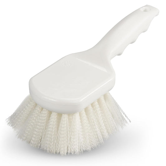SPARTA 3662000 Flo-Pac Plastic Handle Utility Scrub Brush, Nylon Bristles, 2" Bristle Trim, 8" Length, White, 1 Count (Pack of 1)