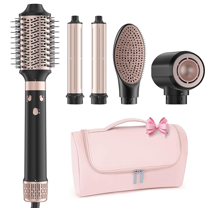 Dual Voltage Hot Air Styler Wrap - 5 in 1 Hair Dryer Brush,Multi Hair Styler, with Fast Drying Blow Dryer, Styling, Straightening & Volumizing
