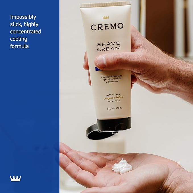 Cremo Shaving Cream, Barber Grade Cooling Shave Cream, Astonishingly Superior Ultra-Slick Shaving Cream for Men, Fights Nicks, Cuts and Razor Burn, 6 Fl Oz