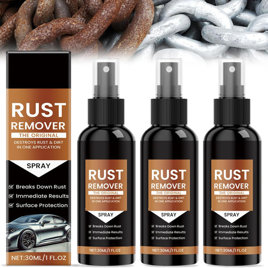 3 Pcs Nexa Rust Remover Spray, 2025 Upgrade Rust Remover for Metal, Car Scratch Remover, Iron Stain Cleaner for Multiple Surfaces,for Heavy Duty Rust Dissolver for Metal, Tools, Cars, Chains