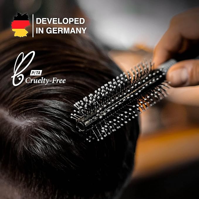 Charlemagne Round Brush for Hair & Beard - Small Round Rotating Roller Brush for Men