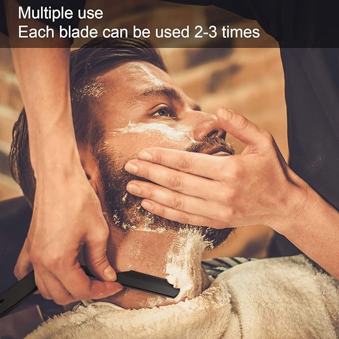 Honoson Professional Straight Razors for Men Navajas Para Barbero Barber Straight Razor Kit with Neck Duster Brush and 40 Pieces Double Edge Blades for Hair Salons, Gifts