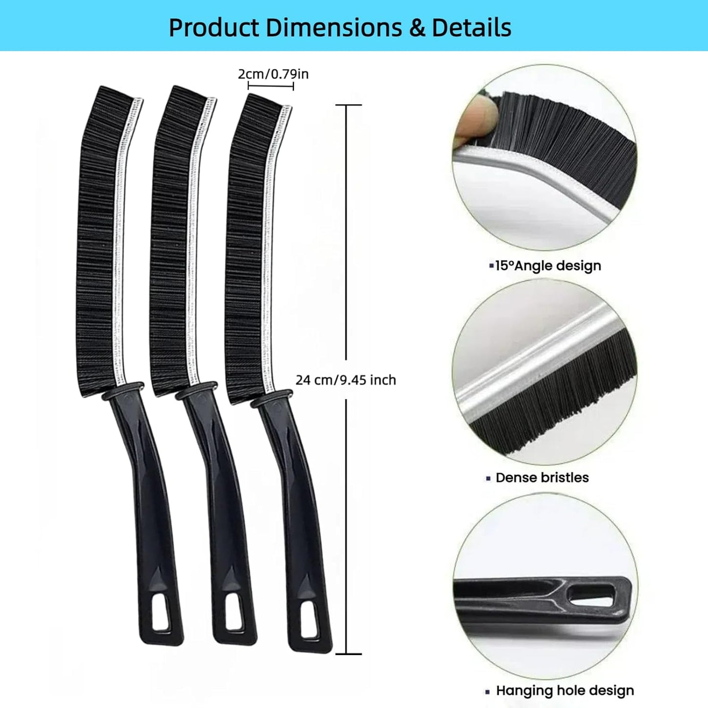 Crevice Cleaning Brush, Multifunctional Cleaning Brush Tool, Bathroom Gap Brush,Grout Brush, Cleaning Tools for Toilet, Bathrooms, Kitchens, Bathtub, Faucets, Sink, Windows，12pcs