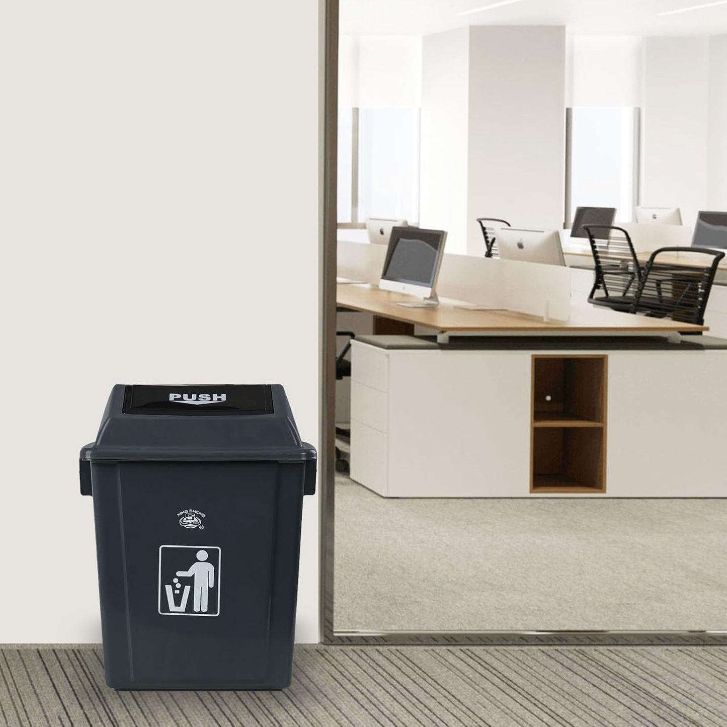 Readsky 6 Gallon Plastic Garbage Can Swing Lid, Trash Can Swing-Top, Swing Garbage Bin, 4 Packs, Gray