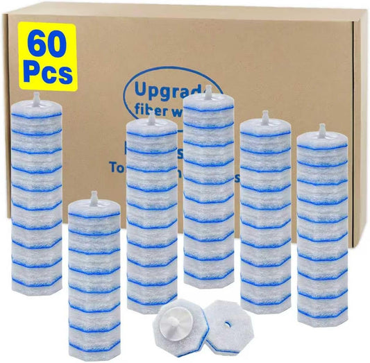 60pcs Disposable Toilet Wand Refills,Replacement Brush Heads Compatible With Most Toilet Wand Refill System,Upgrade Fiber Cleaner Heads for Closestool Cleaning.（not included brush rod）