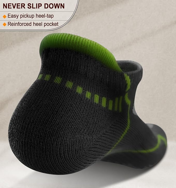 BULLIANT Men Running Socks 6Pairs-Ankle Athletic Socks Wicking Cushioned for Men Walking-Arch Compression Support