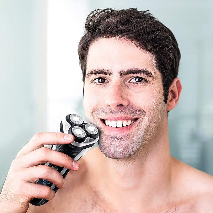 Hatteker Electric Shaver Rotary Razor Men Cordless Beard Trimmer Pop-Trimmer Waterproof