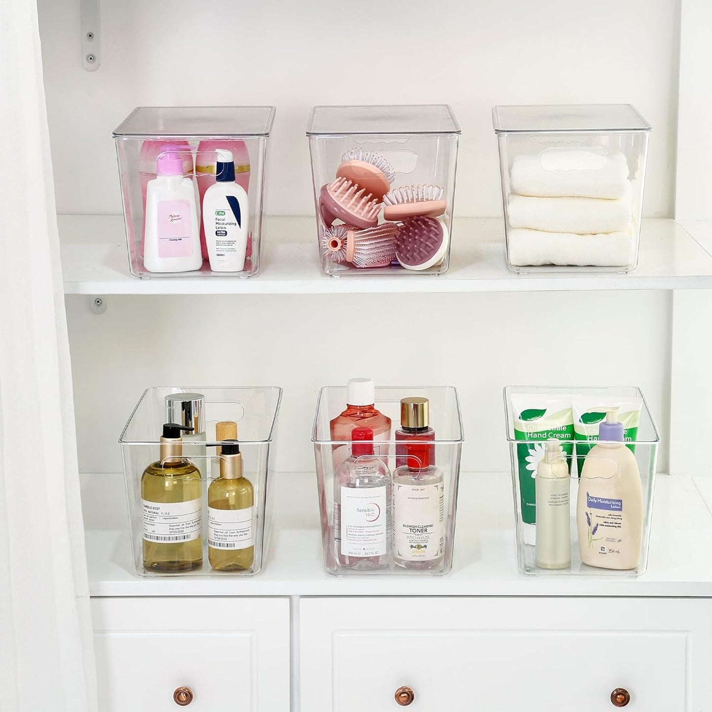 Vtopmart 8 Pack Clear Stackable Storage Bins with Lids,XLarge Plastic Containers with Handle for Pantry Organizer and Storage,Perfect for Kitchen,Fridge,Cabinet, Closet,Bathroom Organization