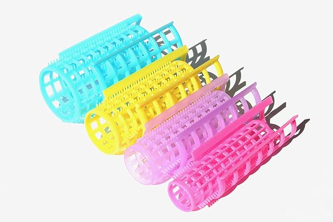 Kamay's Large Hair Rollers Comb Curlers Clips Styling Rollers Hair Curls Wave Style Hairdressing Curlers Tools (Plastic Styling 25mm/1" 10PCS Random Clolor)