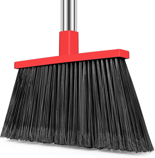 PBHEPJ Broom, Outdoor Broom for Floor Cleaning, 58" Long Stainless Steel Handle, Hard Bristle Angle Broom for Sweeping Indoor, Commercial, Industrial, Garage, Kitchen