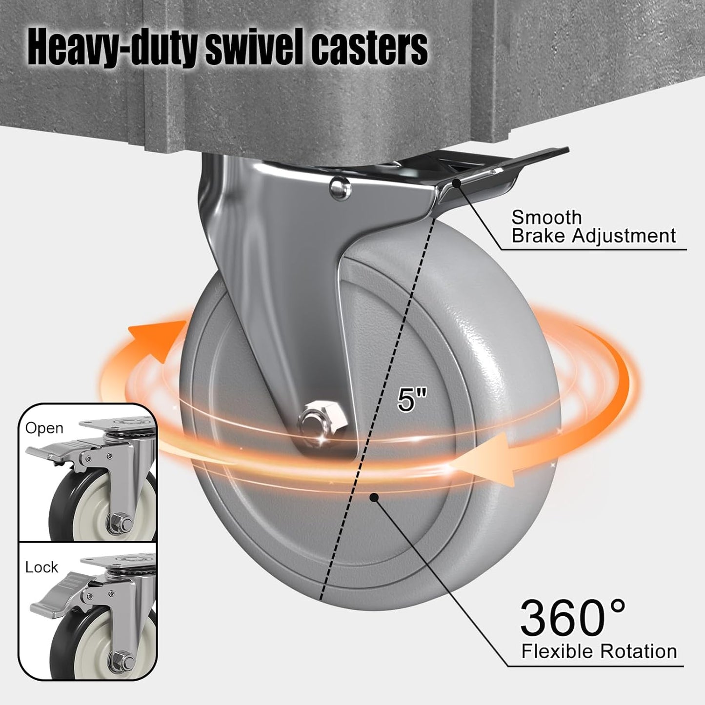 Heavy Duty Rolling Utility Cart with Wheels 2-Tier Utility Plastic Service Work Cart for Shop, Garage, Warehouse, Maintenance 550 lbs