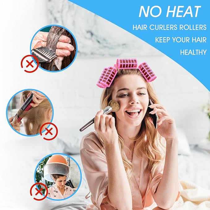 30Pcs Self Grip Rollers Set, 5 Sizes for Long, Medium and Short Hair, Large Rollers for Volume, Snap-On Sleep-In Curlers for Women's Hair Styling