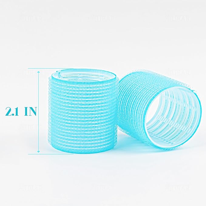 AUEAR, 12 Pack 2.1 Inch Self Grip Hair Rollers Curlers Salon Curler Tool for Medium Bangs Volume DIY Hairstyle Light Blue