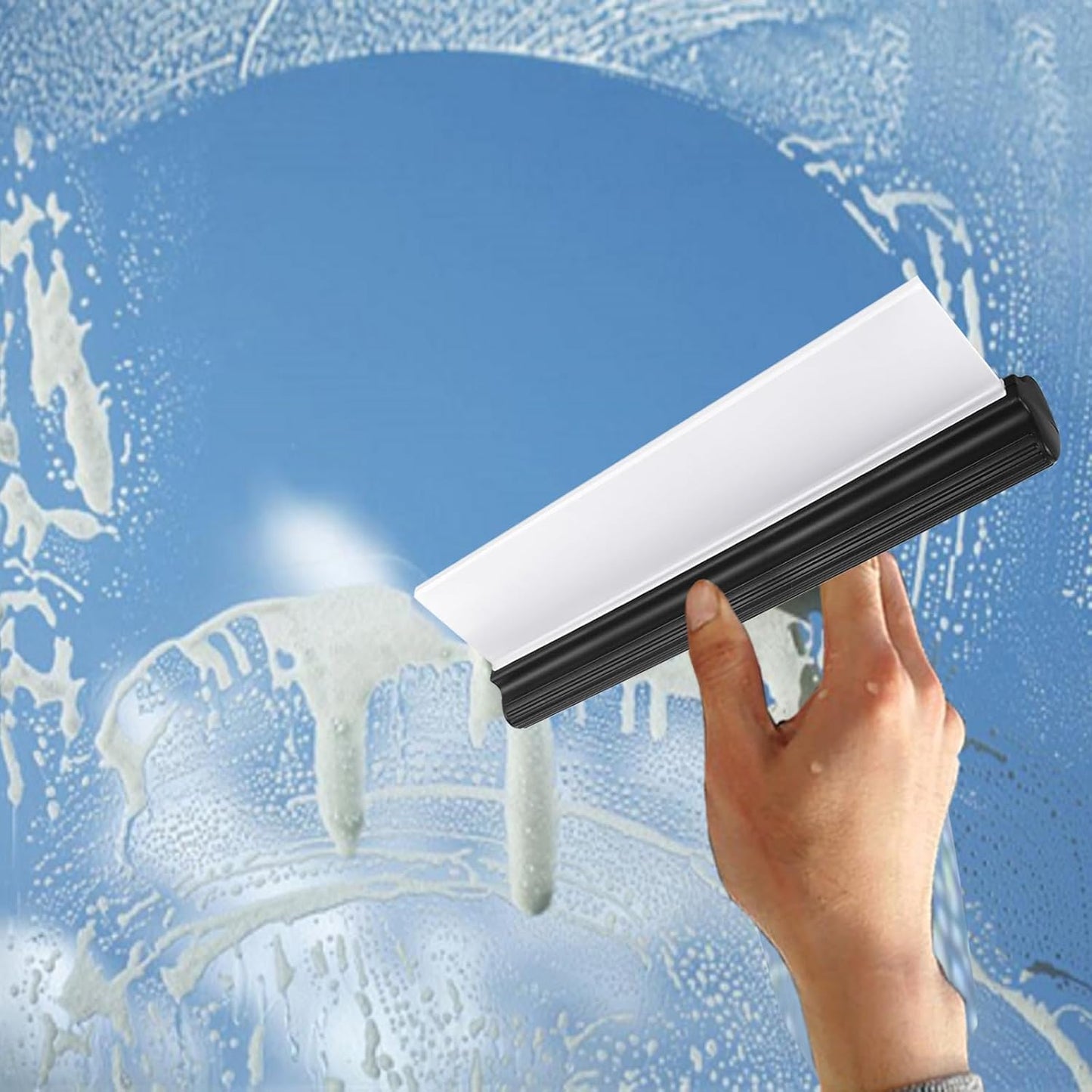 2pack 12inch Car Drying Squeegee Water Blade Universal Quick Drying Squeegee Wiper Flexible T-Bar Water Blade Silicone Squeegee for Car,Glass,Windshield,Bathroom Black Handle