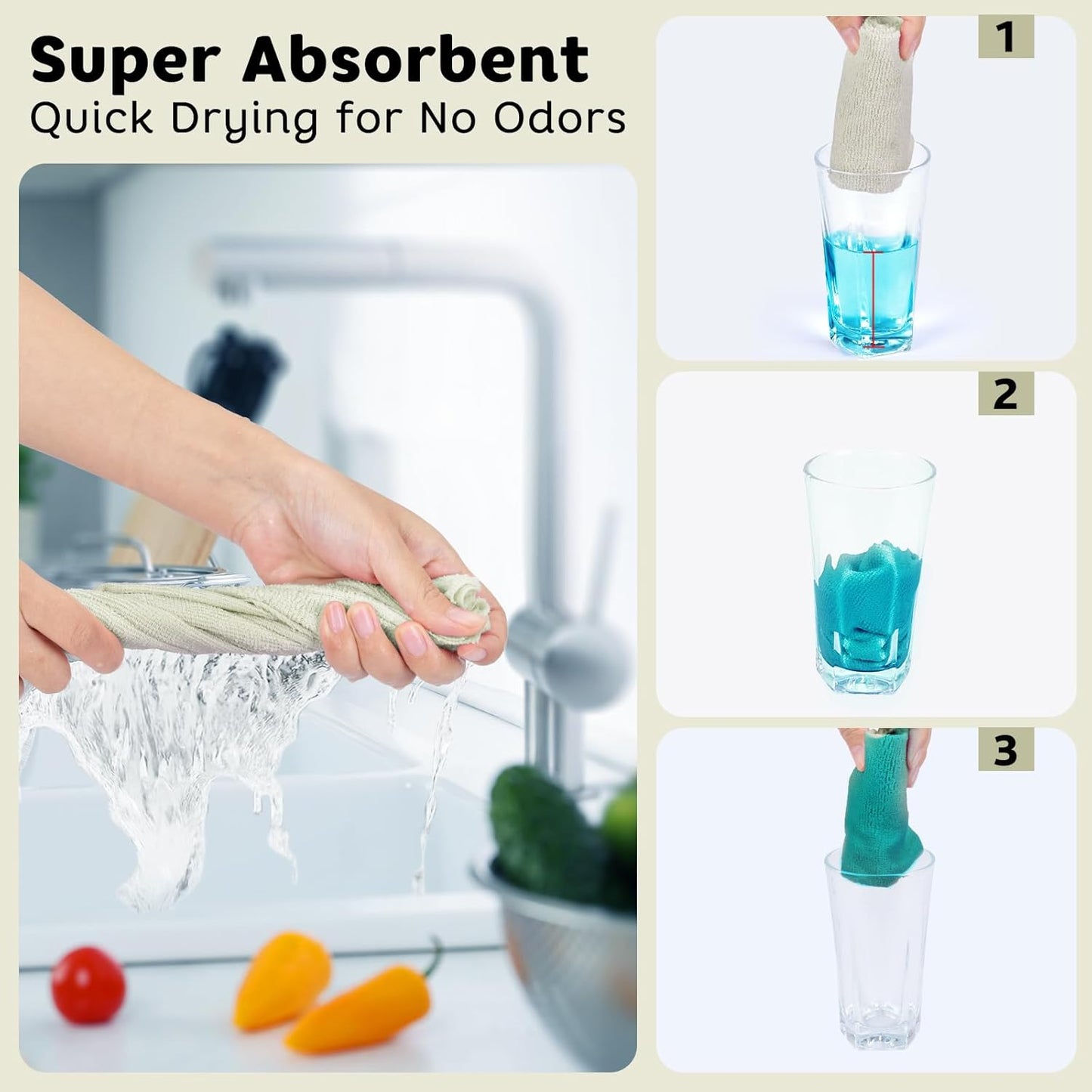 Matthew Microfiber Cleaning Cloth Roll 72Pack (12" x 12") Reusable Paper Towels&Washable Tear Away Towels,Ultra Water Absorbent Lint&Streak Free Cleaning Rags for Glass,Dishwash,Bathroom,Cars-Beige