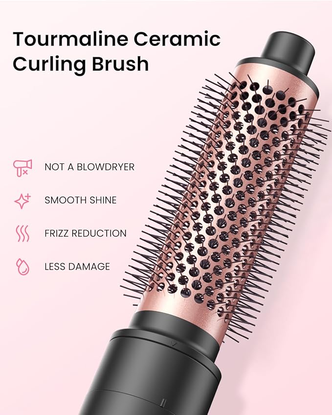 5 in 1 Hair Dryer Brush Blow Dryer, High-Speed Blowout Brush Set with 2 Auto Wrap Curlers for Curling, Straightening, Volumizing, Fast Drying & Frizz-Free Styling for All Hair Types