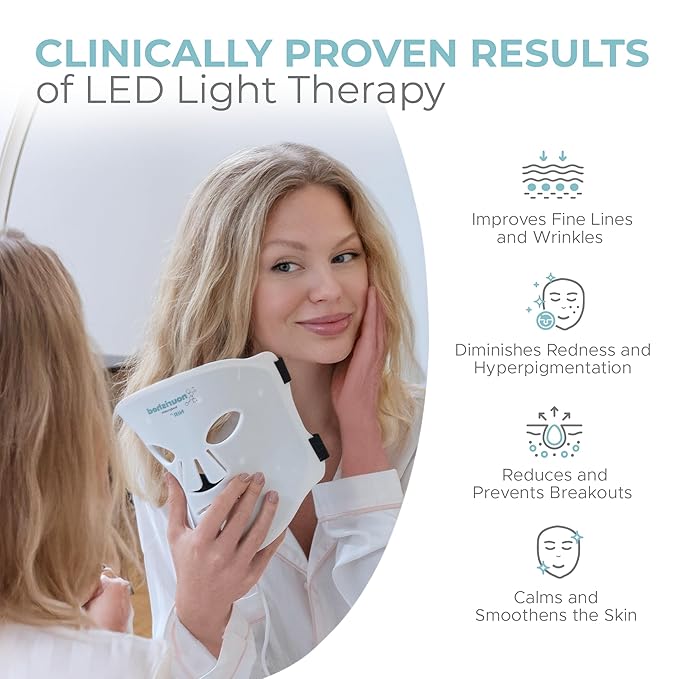 Portable LED Face Mask with Near-Infrared - Blue, Red Light Therapy for Face - 114 LEDs - Skincare Tool for Wrinkles, Anti-Aging
