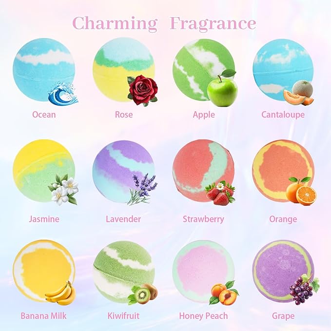 Bath Bombs for Women, 12 Pcs XL Organic Natural bathbombs with Shea Butter & Safe Oil for Dry Skin Moisturizing, Relaxing Aromatherapy, Bubble SPA, Mothers Day Gifts for Her Wife Girlfriend Mom