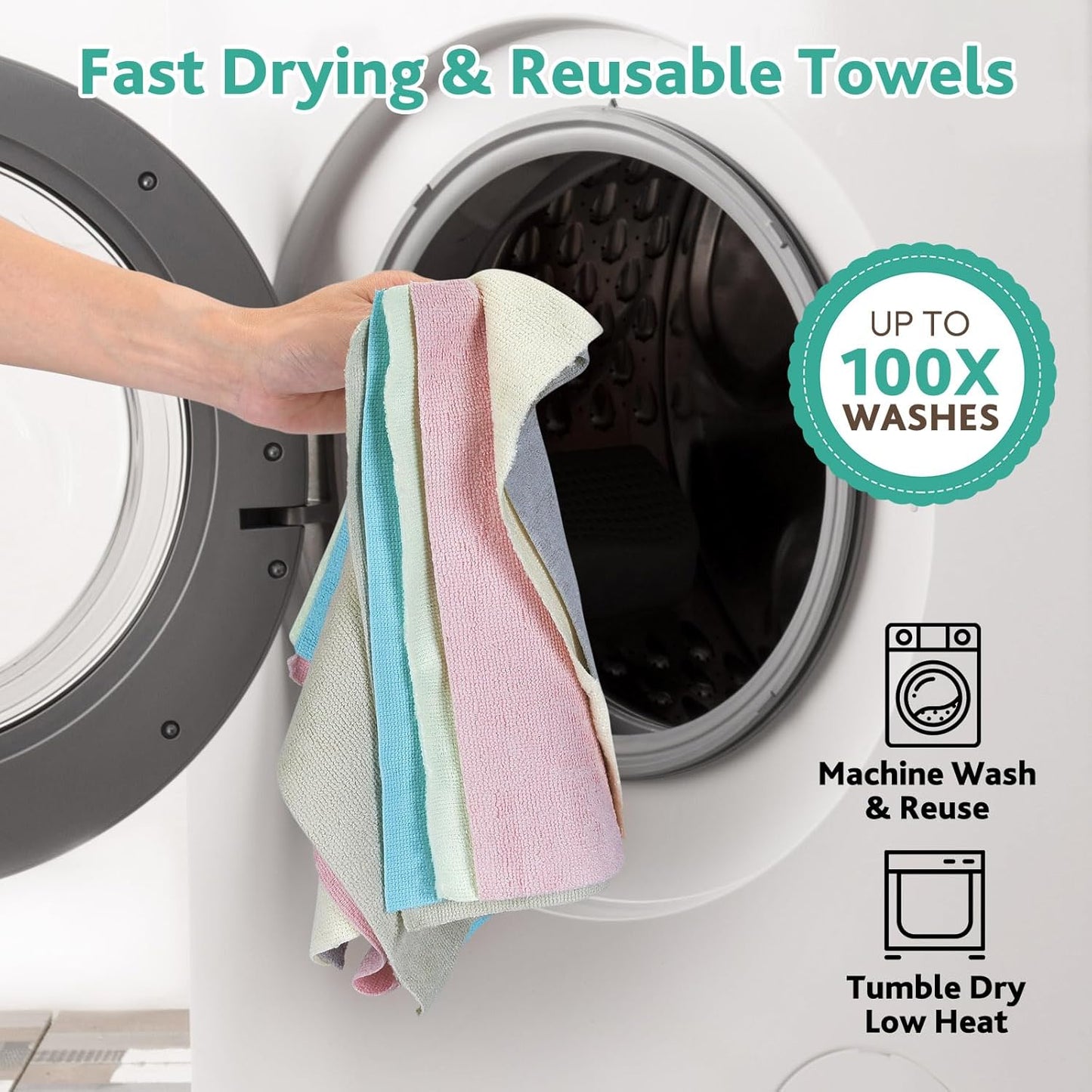 Matthew Microfiber Cleaning Cloth Roll 72Pack (12" x 12") Reusable Paper Towels&Washable Tear Away Towels,Ultra Water Absorbent Lint&Streak Free Cleaning Rags for Glass,Dishwash,Bathroom,Cars-Grey