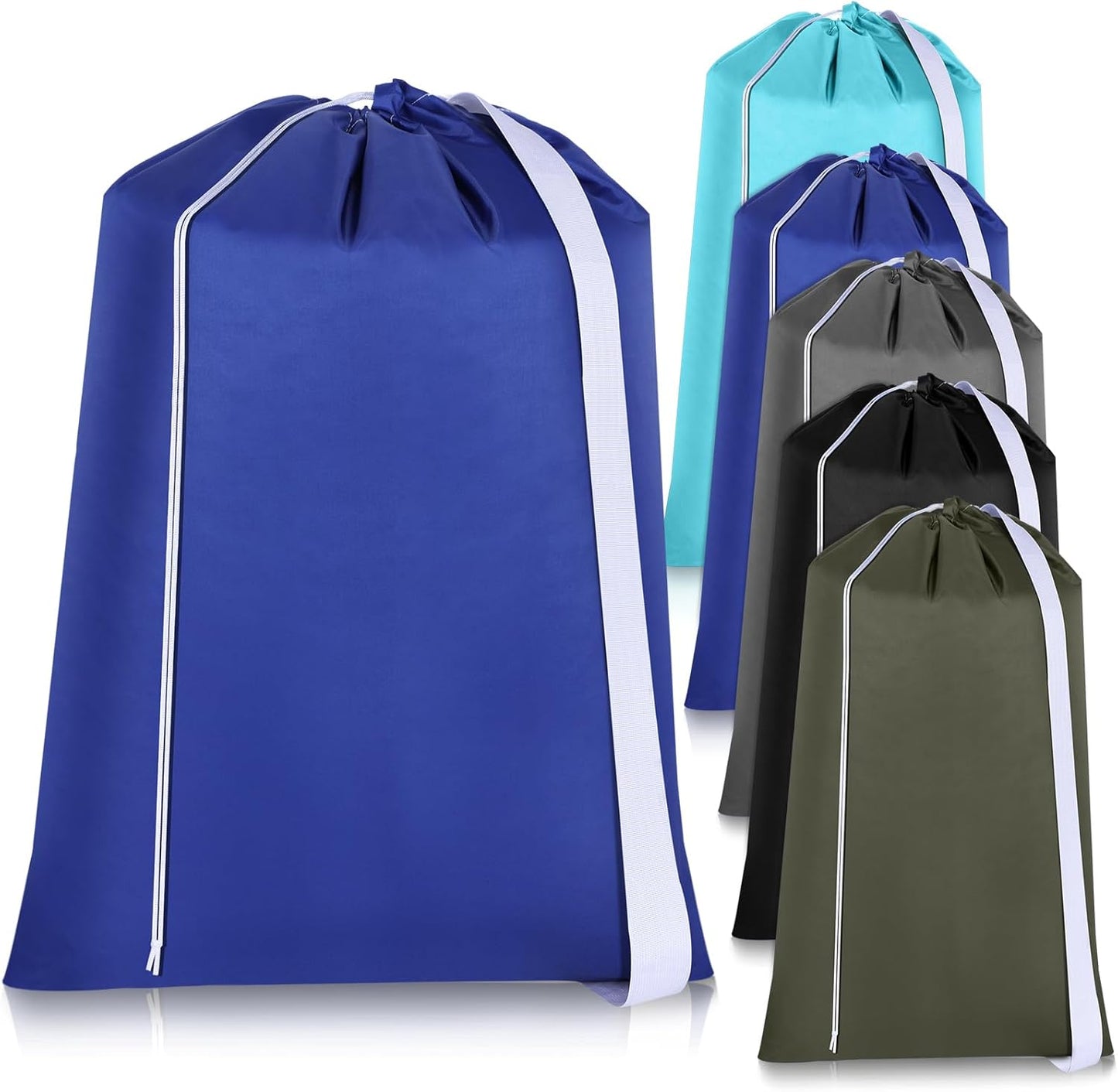 10 Pcs Nylon Extra Large Laundry Bag with Strap Travel Laundry Bags with Drawstring Closure Portable Cloth Bag for College Dorm Apartment Dwellers(Dark Color,28 x 40 Inch)